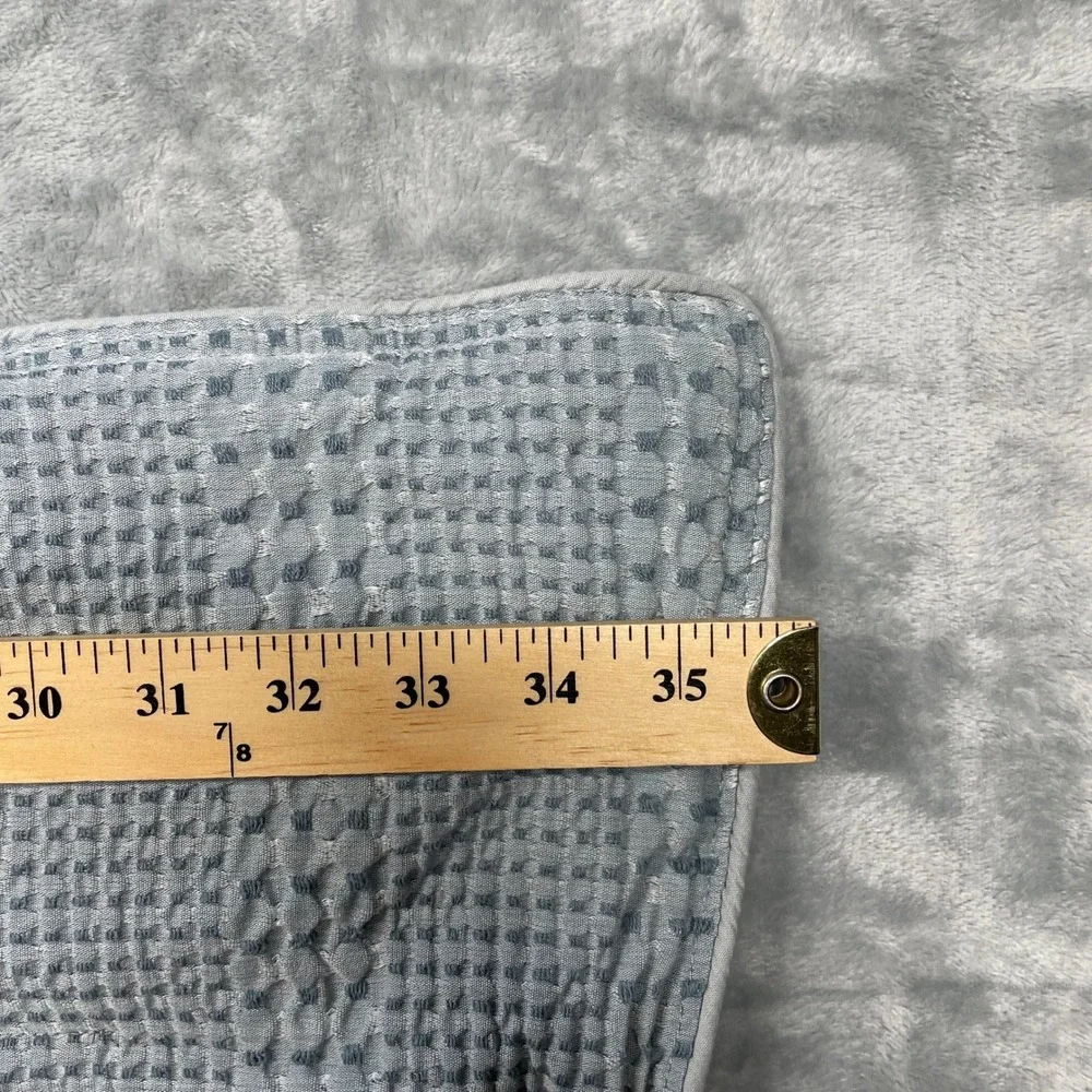 Pottery Barn Pillow Shams King Grey Waffle Weave Quilted 100% Cotton Set of 2